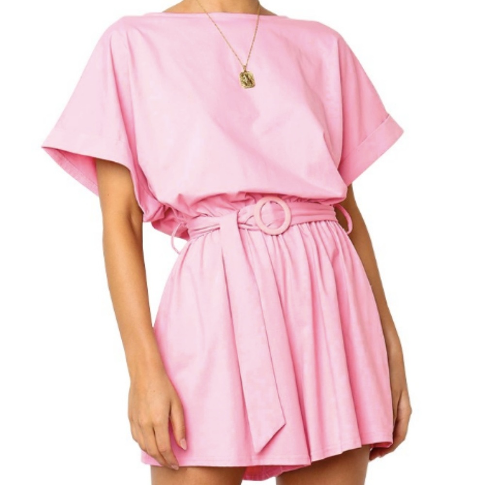 Solid  Half sleeves Peplum Romper